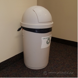 White Rubbermaid Dome Top 50 Liter Garbage Can with Spring Door